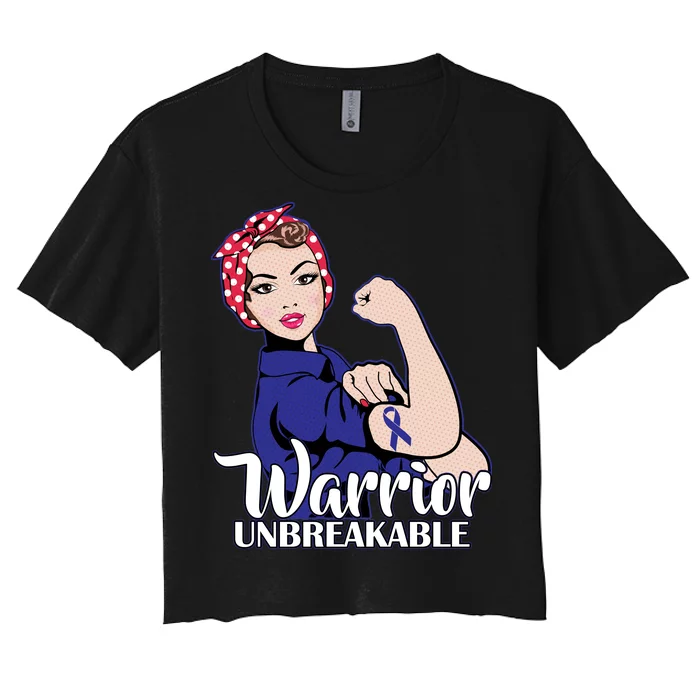 Colon Cancer Unbreakable Warrior Women's Crop Top Tee