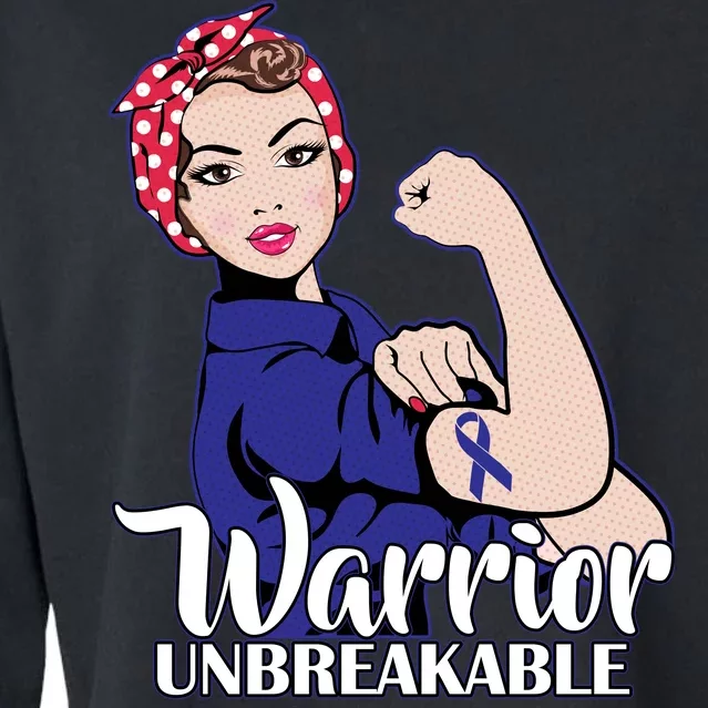 Colon Cancer Unbreakable Warrior Cropped Pullover Crew