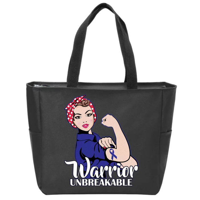 Colon Cancer Unbreakable Warrior Zip Tote Bag