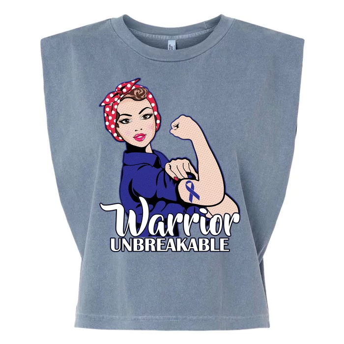 Colon Cancer Unbreakable Warrior Garment-Dyed Women's Muscle Tee