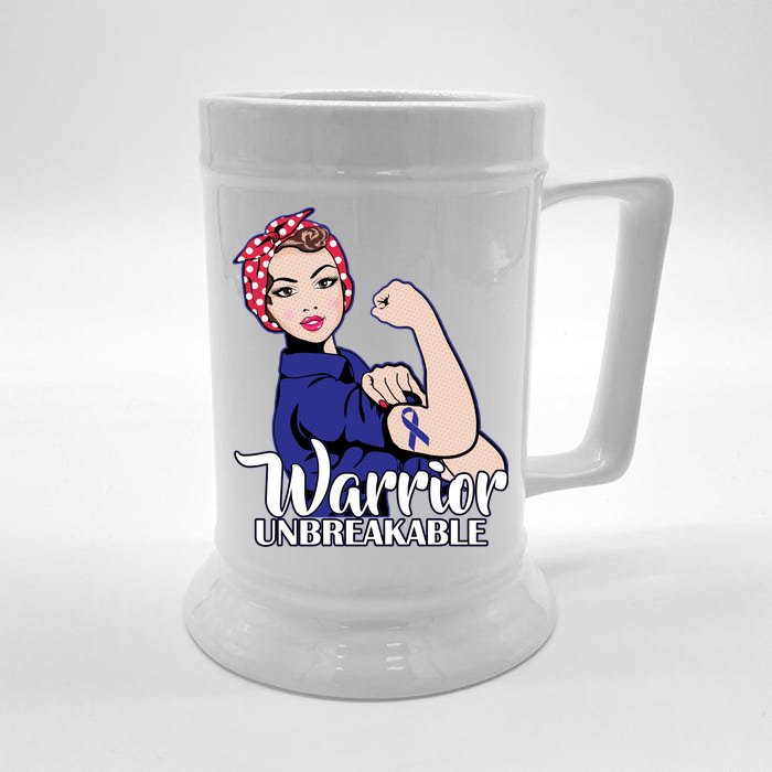 Colon Cancer Unbreakable Warrior Front & Back Beer Stein