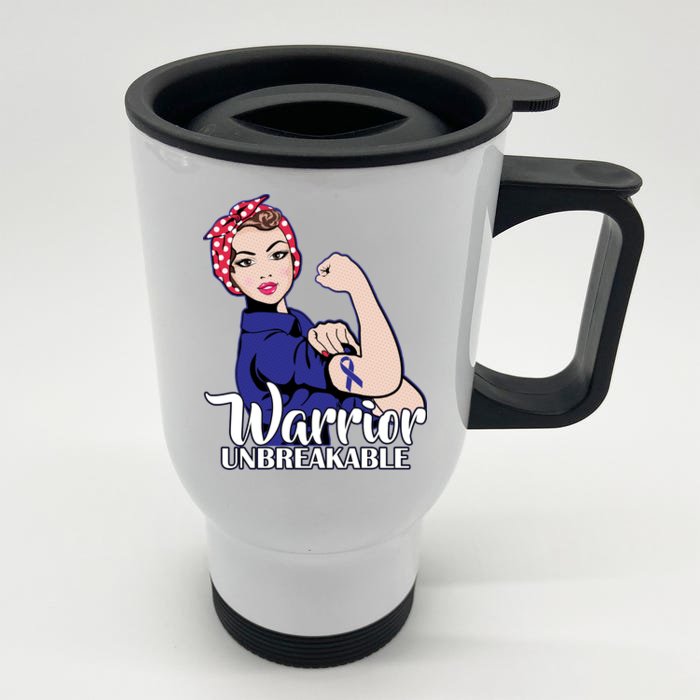 Colon Cancer Unbreakable Warrior Front & Back Stainless Steel Travel Mug