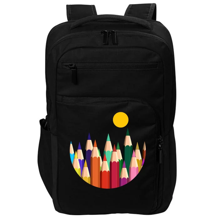 Color Pencils Forest Mountains Impact Tech Backpack