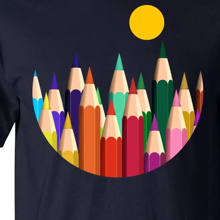 Color Pencils Forest Mountains Tall T-Shirt