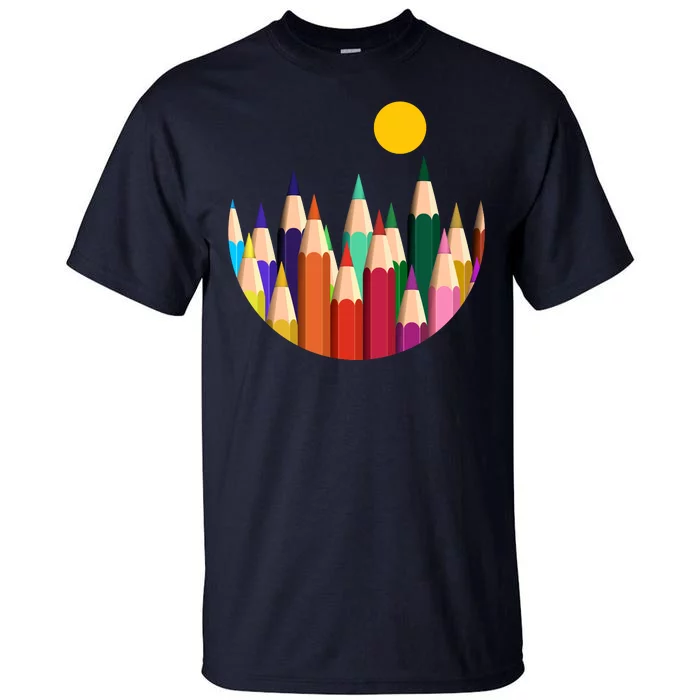 Color Pencils Forest Mountains Tall T-Shirt