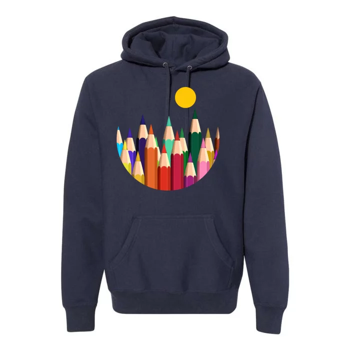 Color Pencils Forest Mountains Premium Hoodie