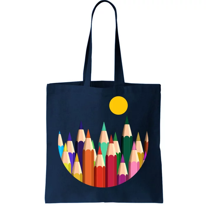 Color Pencils Forest Mountains Tote Bag