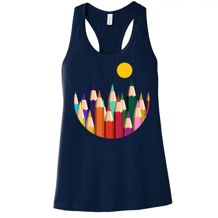 Color Pencils Forest Mountains Women's Racerback Tank