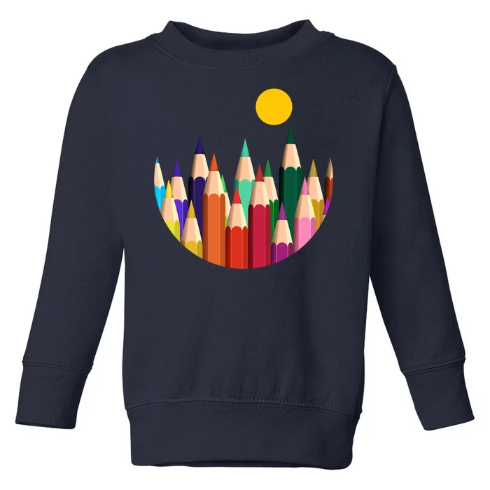 Color Pencils Forest Mountains Toddler Sweatshirt