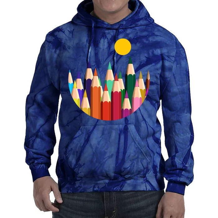 Color Pencils Forest Mountains Tie Dye Hoodie