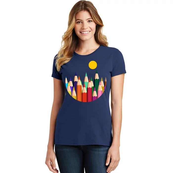 Color Pencils Forest Mountains Women's T-Shirt