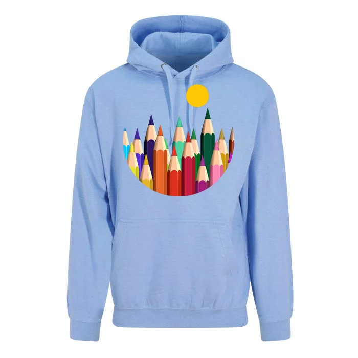 Color Pencils Forest Mountains Unisex Surf Hoodie