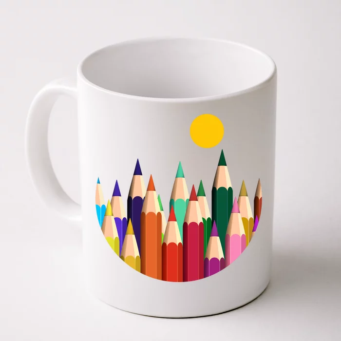 Color Pencils Forest Mountains Front & Back Coffee Mug