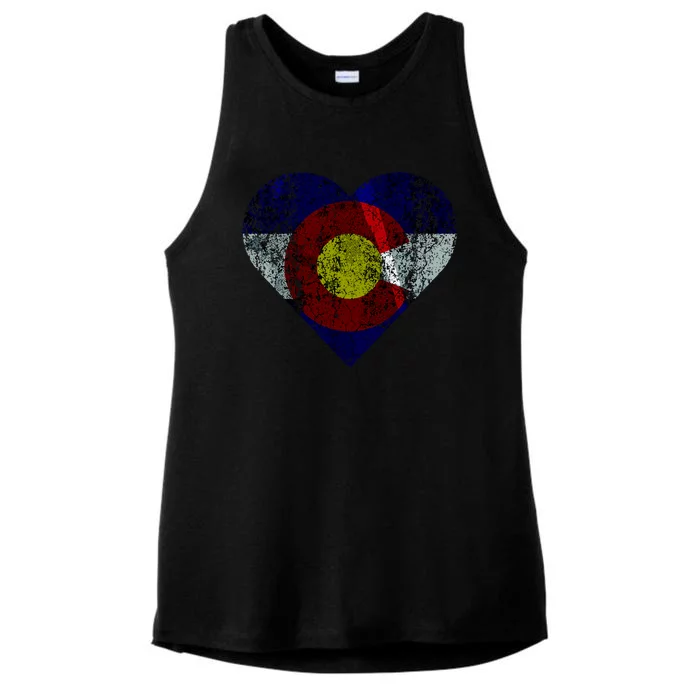 Colorado Flag Heart Ladies Tri-Blend Wicking Tank