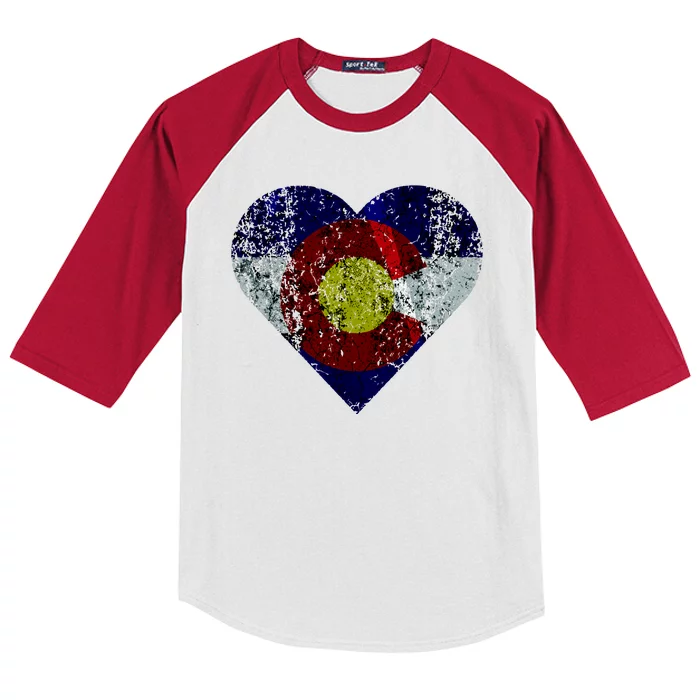 Colorado Flag Heart Kids Colorblock Raglan Jersey