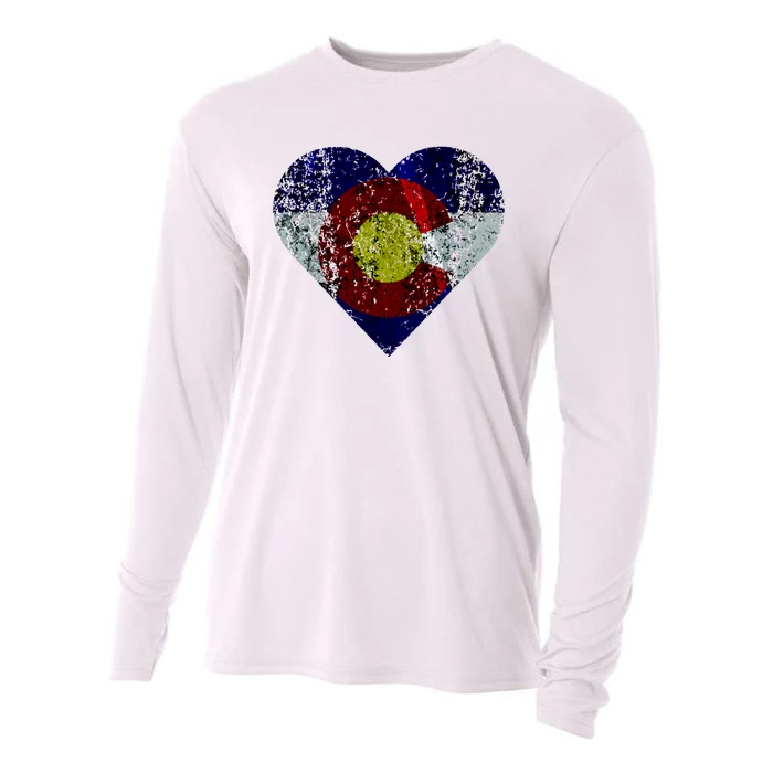 Colorado Flag Heart Cooling Performance Long Sleeve Crew