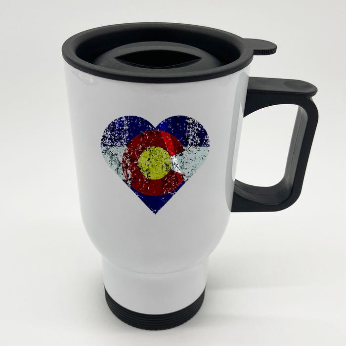 Colorado Flag Heart Front & Back Stainless Steel Travel Mug