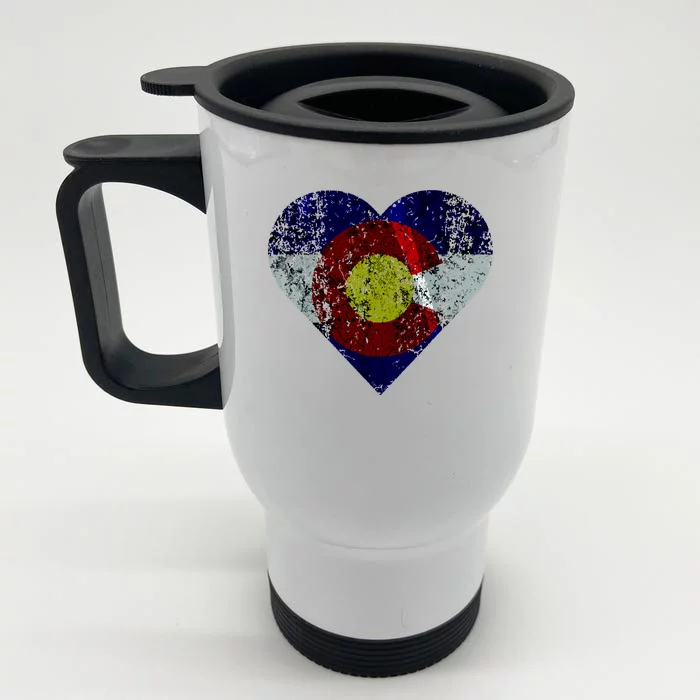 Colorado Flag Heart Front & Back Stainless Steel Travel Mug