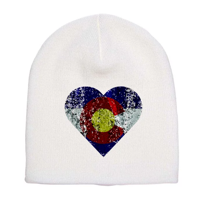 Colorado Flag Heart Short Acrylic Beanie