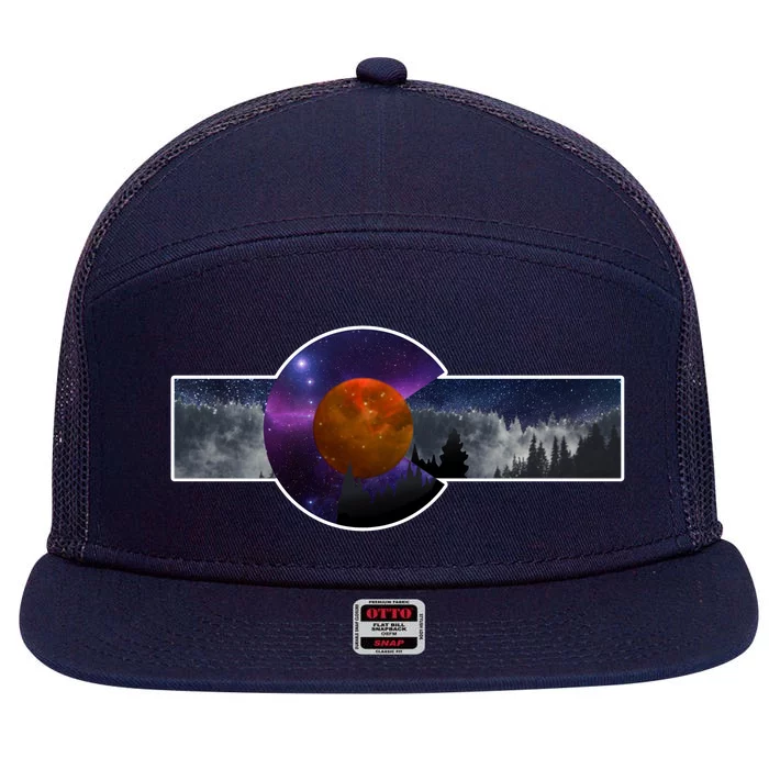 Colorado Flag Retro Mountains Wilderness 7 Panel Mesh Trucker Snapback Hat