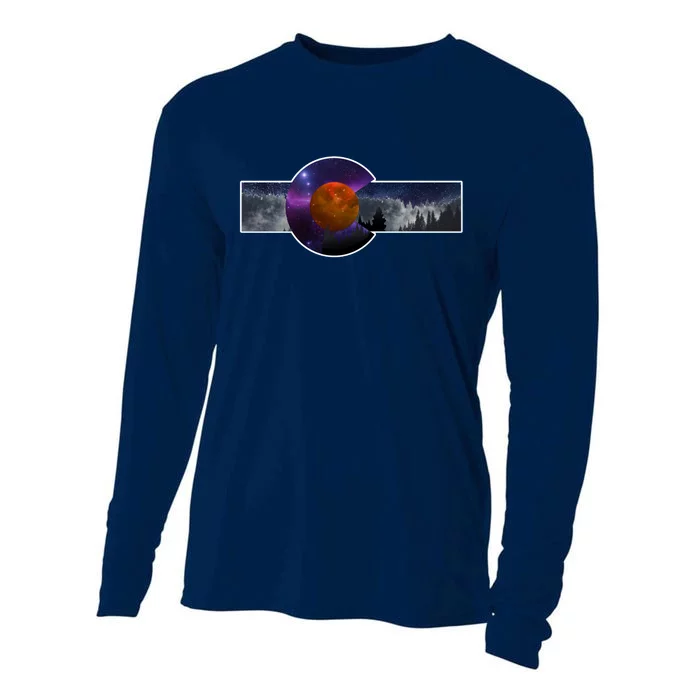 Colorado Flag Retro Mountains Wilderness Cooling Performance Long Sleeve Crew