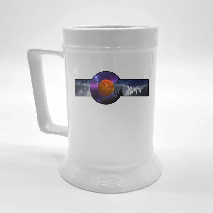 Colorado Flag Retro Mountains Wilderness Front & Back Beer Stein