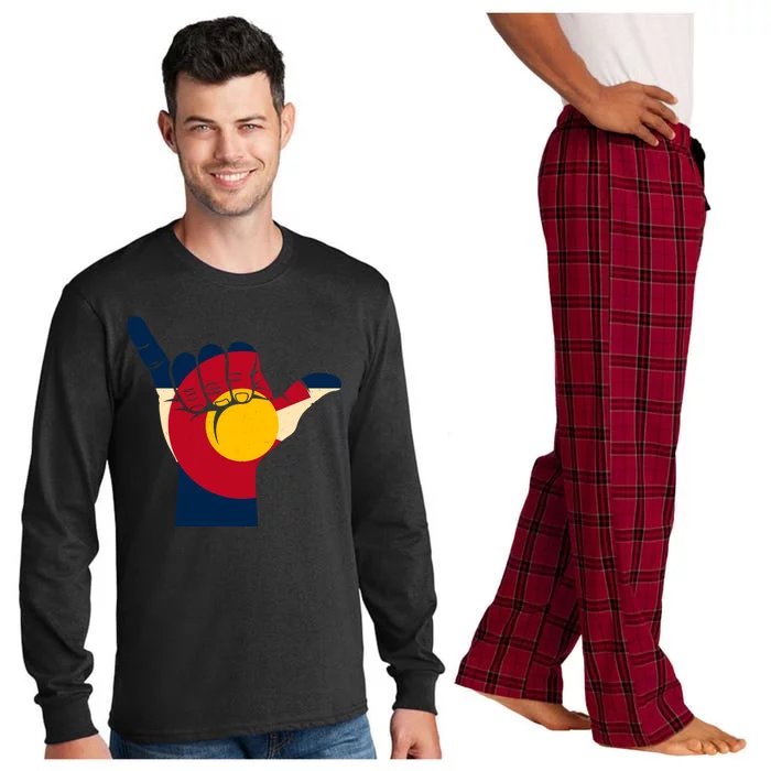 Colorado Flag Shake Hand Sign Long Sleeve Pajama Set