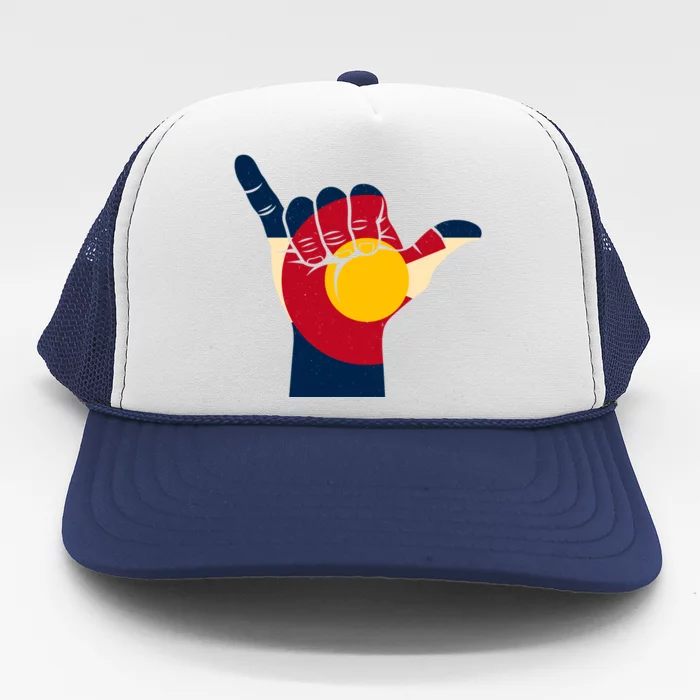 Colorado Flag Shake Hand Sign Trucker Hat