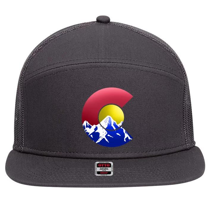 Colorado Mountains 7 Panel Mesh Trucker Snapback Hat