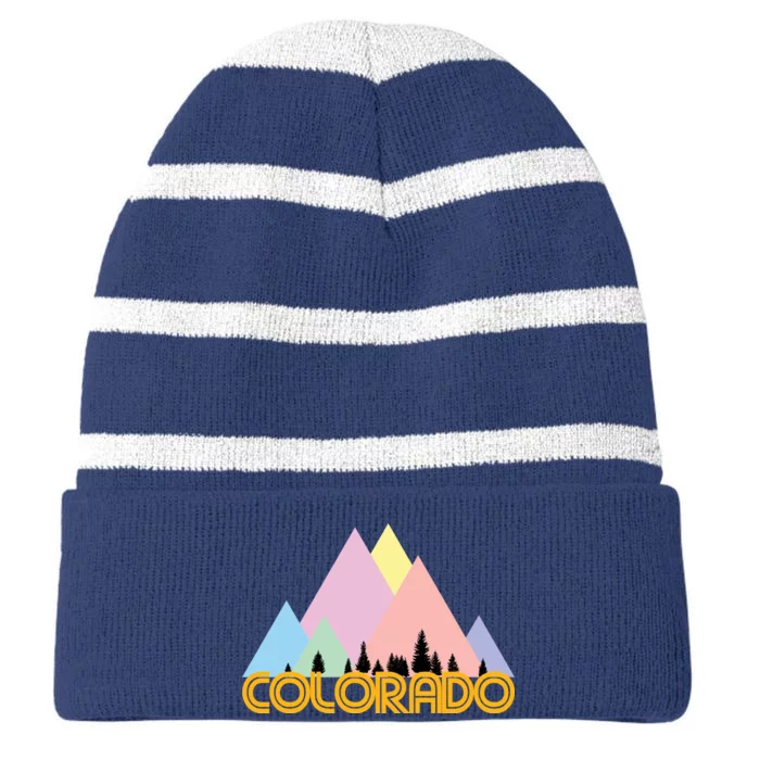 Colorado Mountains Logo Striped Beanie with Solid Band