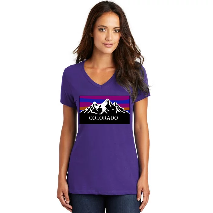 Colorado Mountains Outdoor Flag MCMA Women's V-Neck T-Shirt