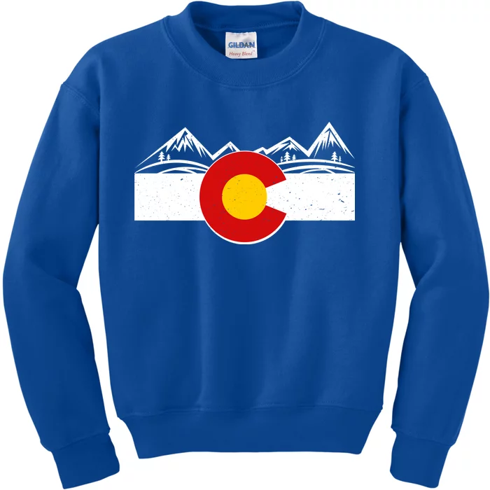 Colorado Wilderness Mountains Flag Kids Sweatshirt