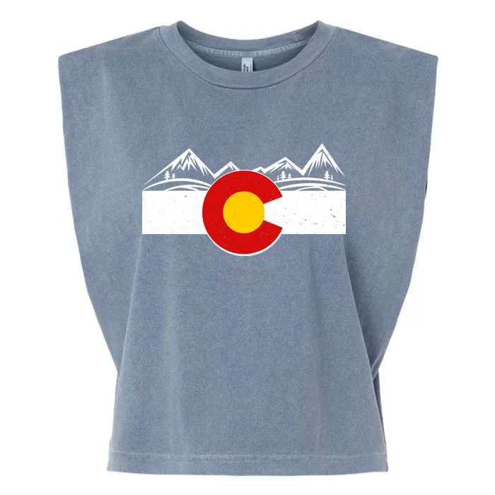 Colorado Wilderness Mountains Flag Garment-Dyed Women's Muscle Tee