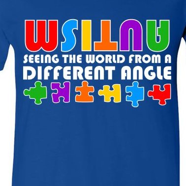 Colorful - Autism Awareness - Seeing The World From A Different Angle V-Neck T-Shirt