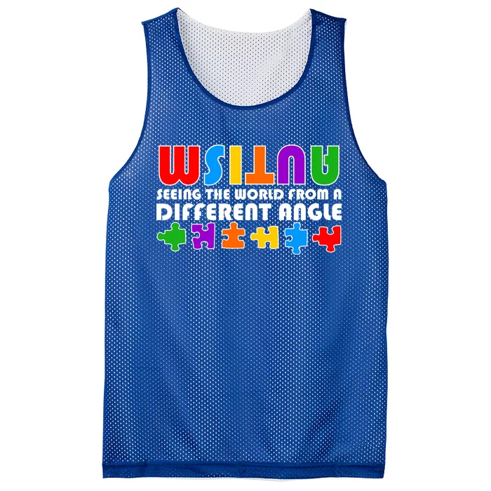 Colorful - Autism Awareness - Seeing The World From A Different Angle Mesh Reversible Basketball Jersey Tank