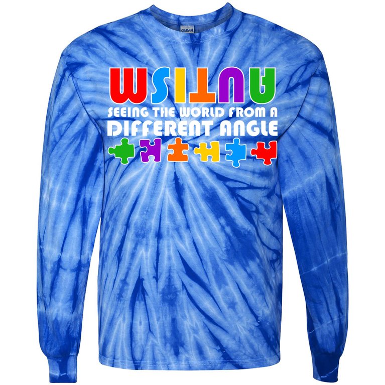 Colorful - Autism Awareness - Seeing The World From A Different Angle Tie-Dye Long Sleeve Shirt
