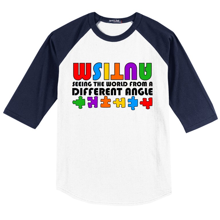 Colorful - Autism Awareness - Seeing The World From A Different Angle Baseball Sleeve Shirt