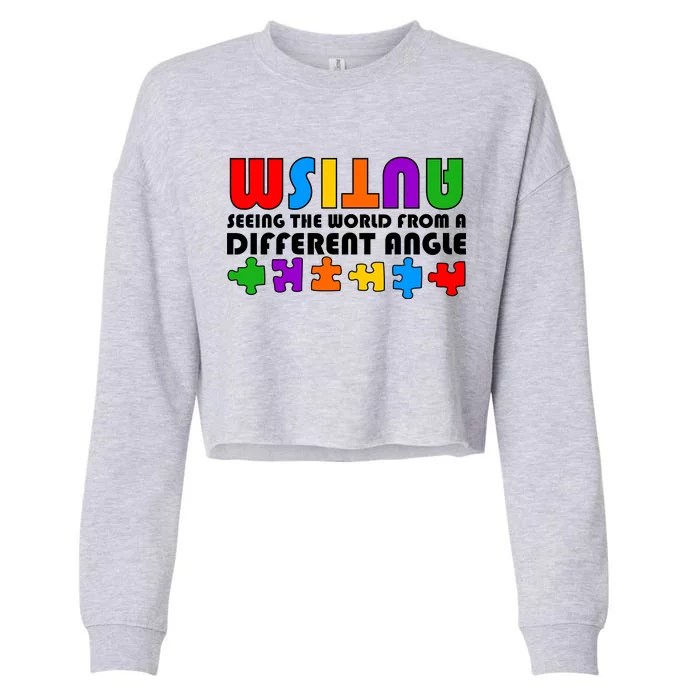 Colorful - Autism Awareness - Seeing The World From A Different Angle Cropped Pullover Crew