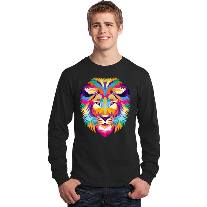 Colorful Abstract Lion Long Sleeve Shirt