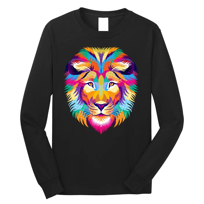 Colorful Abstract Lion Long Sleeve Shirt