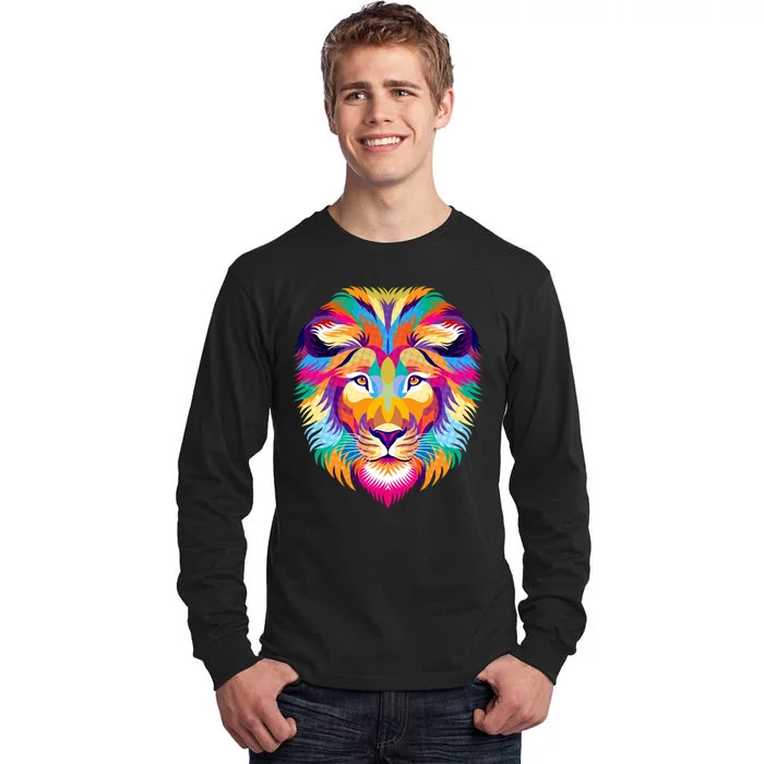 Colorful Abstract Lion Tall Long Sleeve T-Shirt