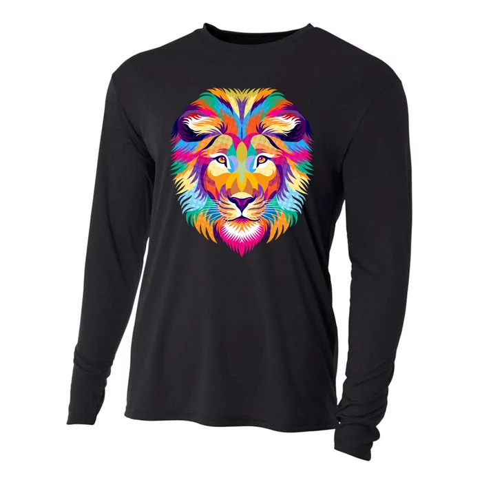 Colorful Abstract Lion Cooling Performance Long Sleeve Crew