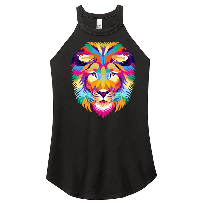 Colorful Abstract Lion Women’s Perfect Tri Rocker Tank