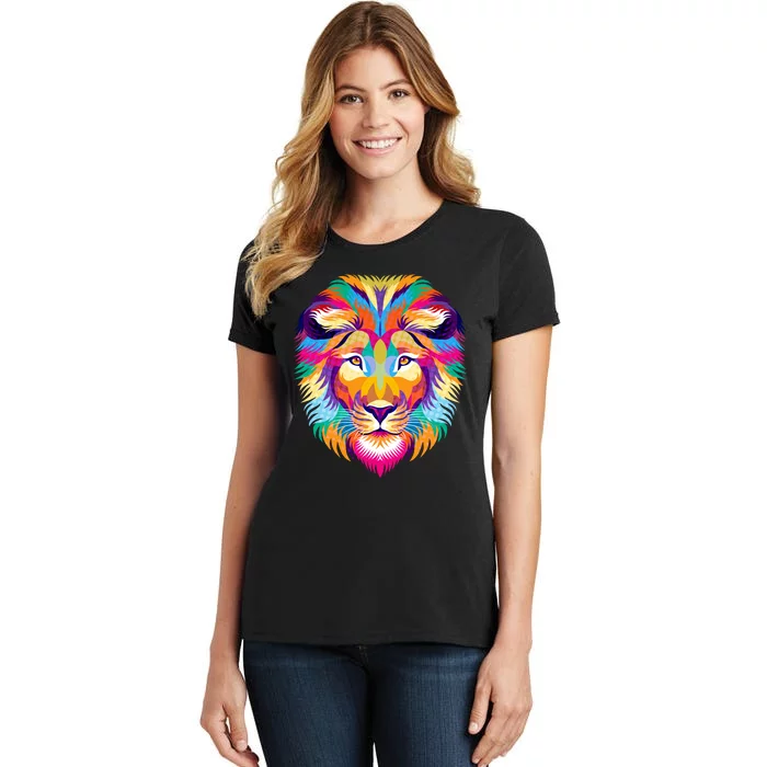 Colorful Abstract Lion Women's T-Shirt