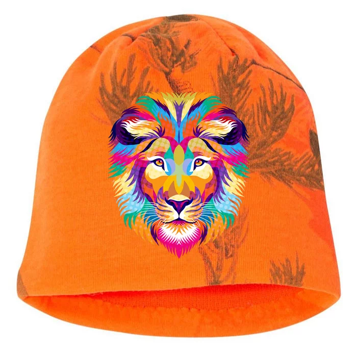 Colorful Abstract Lion Kati - Camo Knit Beanie