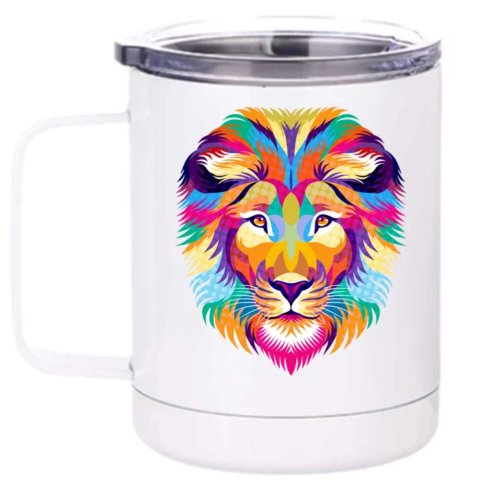 Colorful Abstract Lion Front & Back 12oz Stainless Steel Tumbler Cup