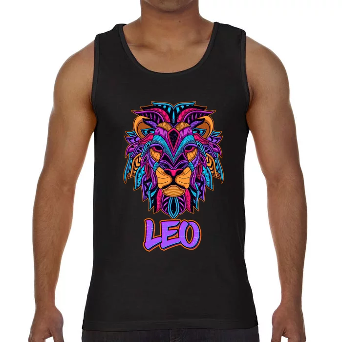 Colorful Abstract Lion Leo Zodiac Comfort Colors® Tank Top