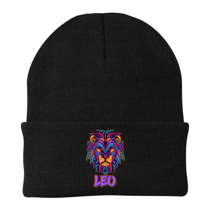 Colorful Abstract Lion Leo Zodiac Knit Cap Winter Beanie