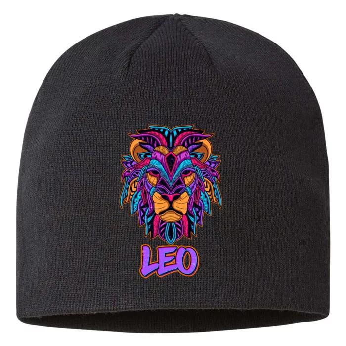 Colorful Abstract Lion Leo Zodiac 8 1/2in Sustainable Knit Beanie