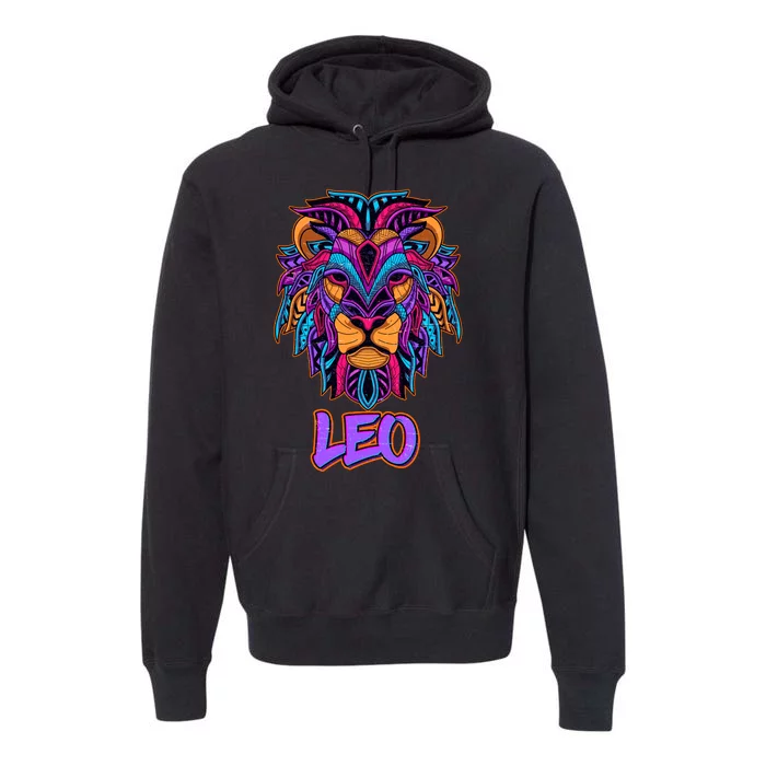 Colorful Abstract Lion Leo Zodiac Premium Hoodie